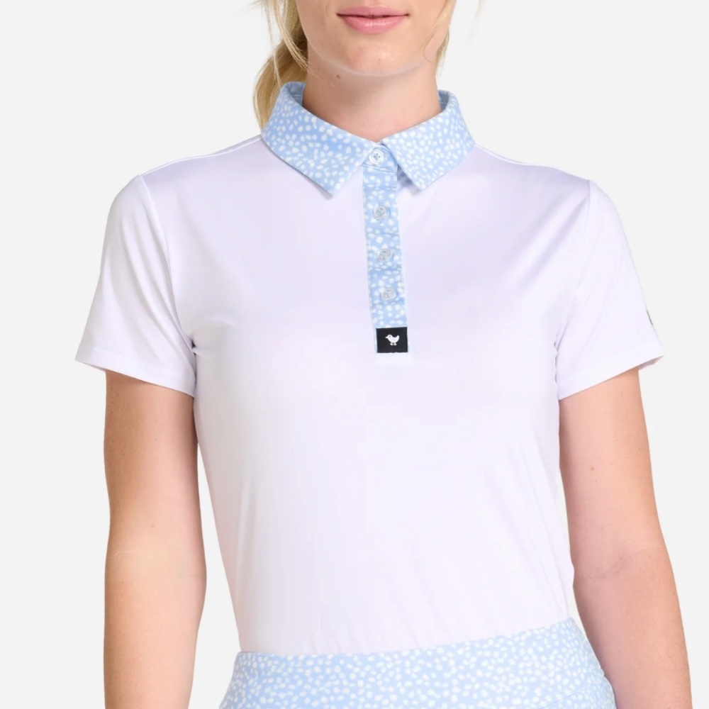 Bad Birdie White and Blue Patterned Button Down Shirt